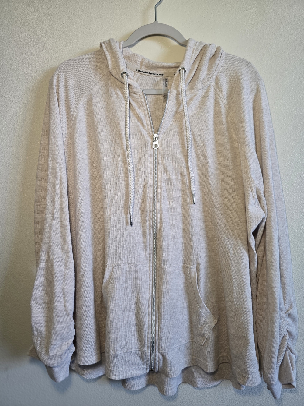 Calvin Klein Performance Women's Light Gray Full-Zip Hoodie